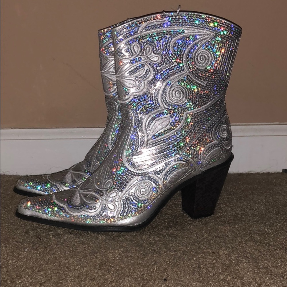 Helens Heart sequin booties.